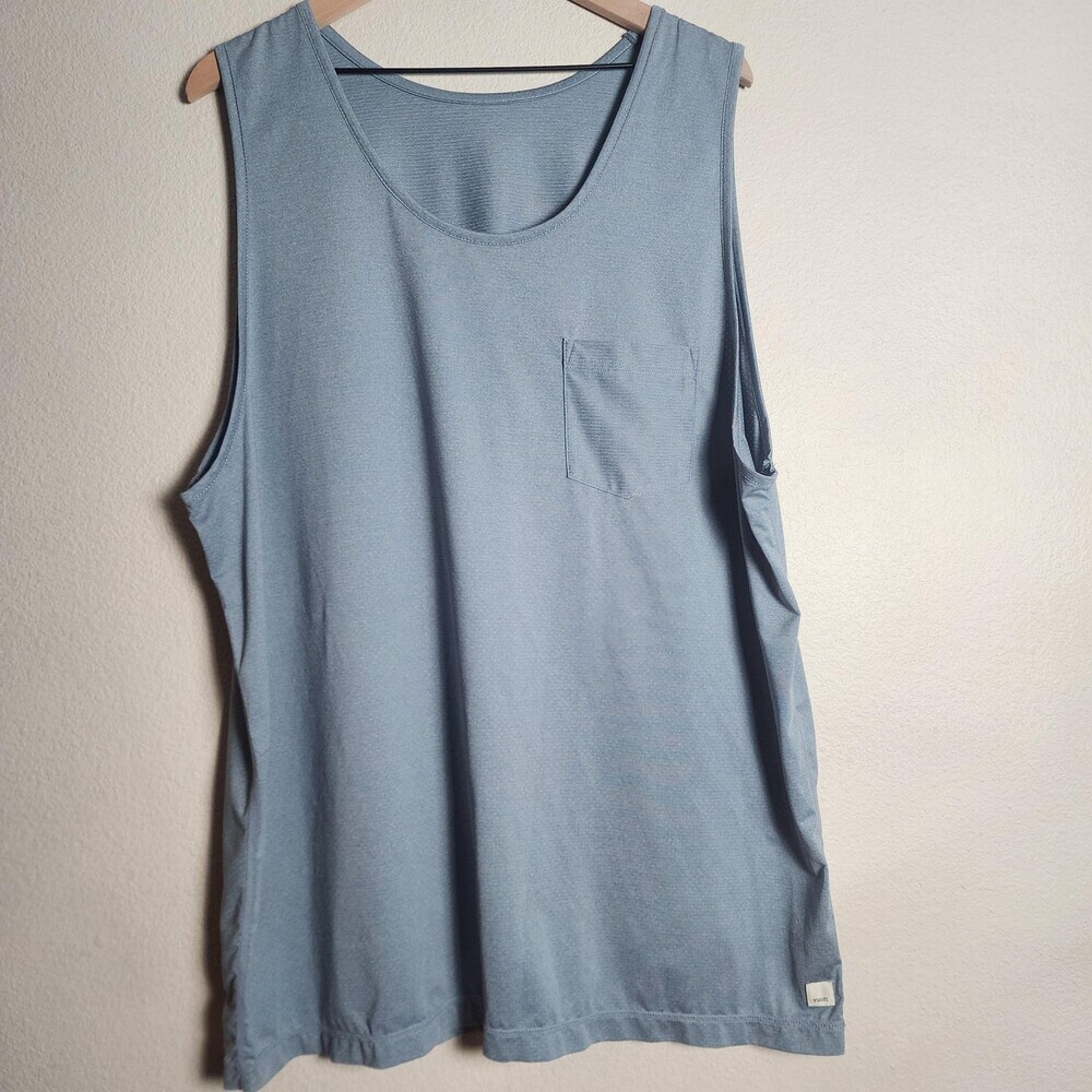 Vuori Tank Top Mens 2XL Blue Pocket Sleeveless Tank Lightweight Athletic Running
